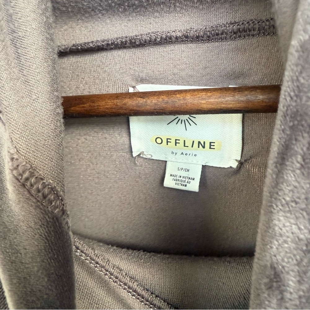 Offline By Aerie After Party Velour Brown Cropped Hoodie Lounge Wear Size Small - Picture 2 of 5
